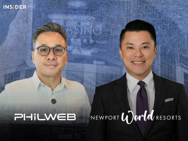 Philweb president Brian Ng (left) with Alliance Global Group CEO Kevin Tan.&nbsp;
