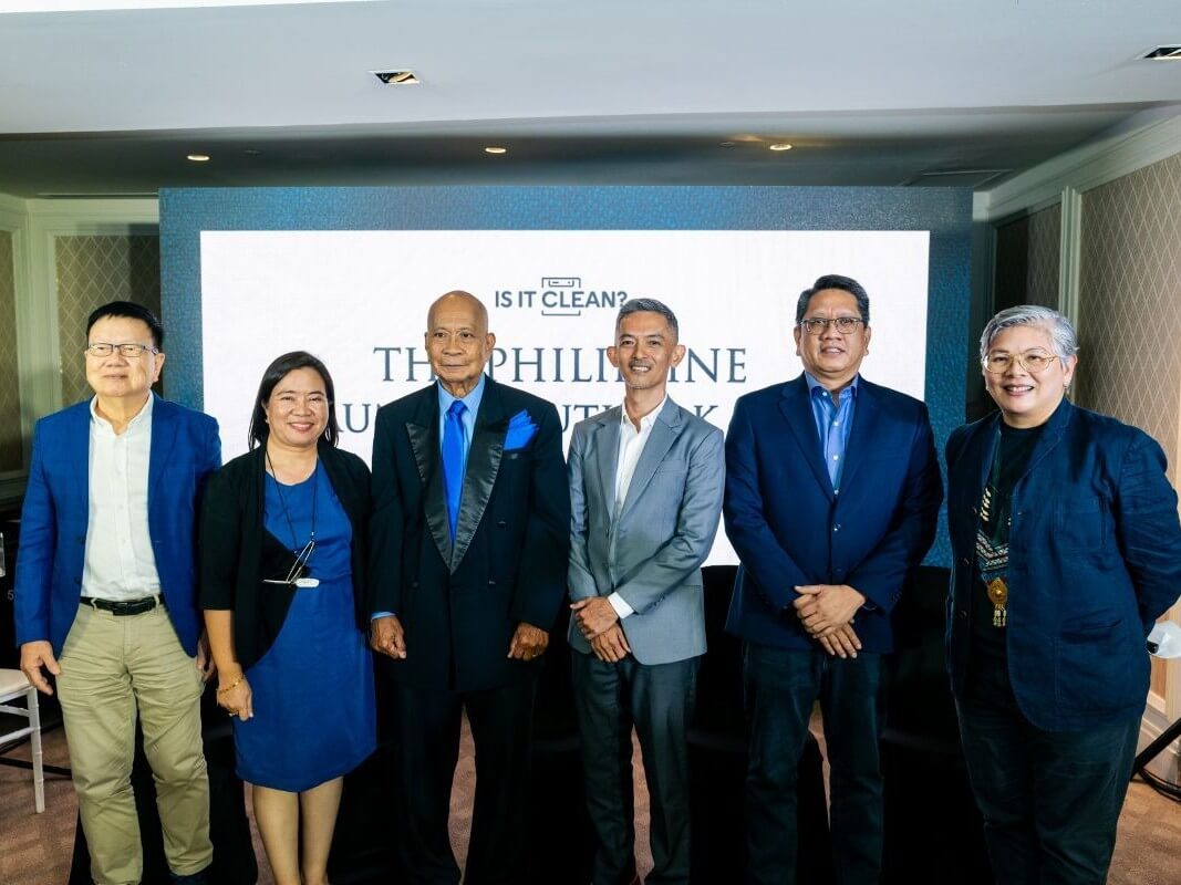 Experts from the Philippines' laundry industry tackled the report during its launch. From left: Andrew Kan (Alliance Laundry Systems), Gizzelle Bassig (EHAP), Romeo Apolega (Is It Clean), Caloy Ang (Aquion Industrial Laundry), Jojo Asis (AbsolutePH), and Rackie Estaniel (Is It Clean) | Contributed photo