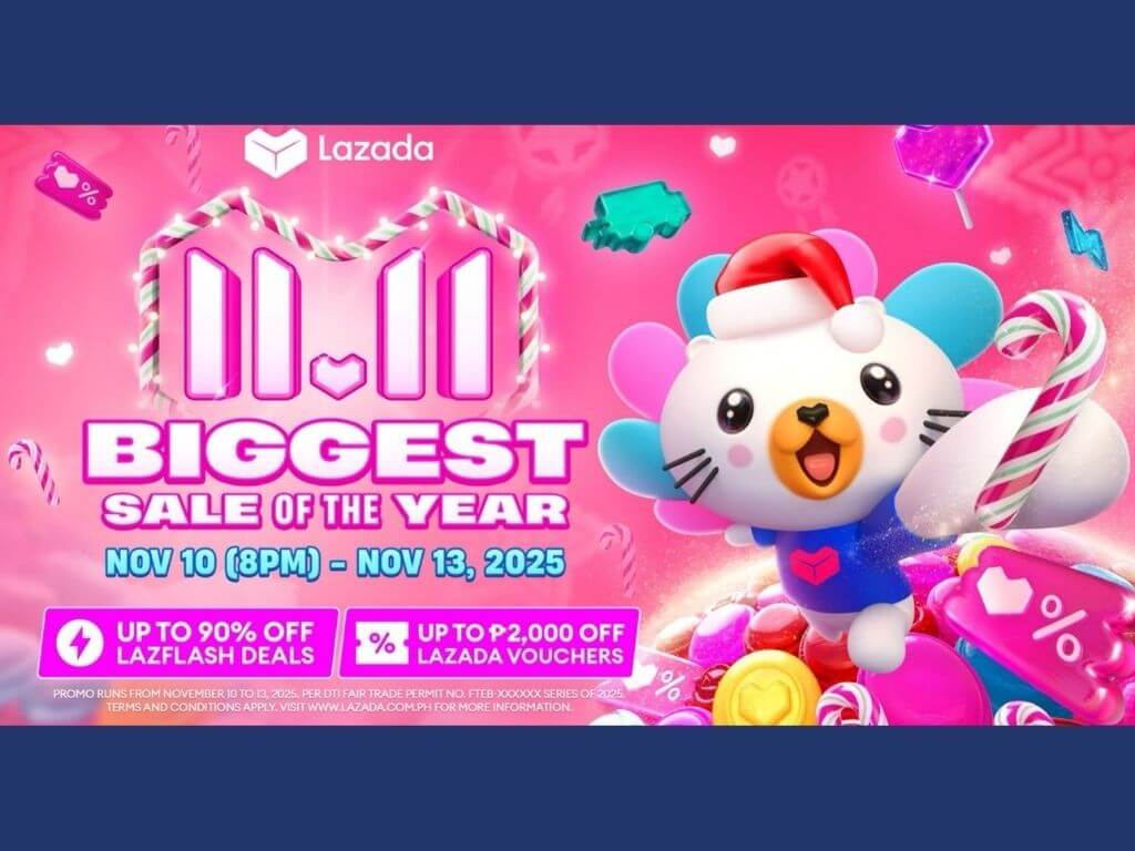 Shoppers can expect the biggest and sweetest brand deals across all top categories this holiday season at Lazada 11.11 Biggest Sale of the Year from 8 p.m. of Nov. 10 to 13, featuring up to 90 percent off LazFlash deals, up to P2,000 off Lazada vouchers, and Free Shipping.