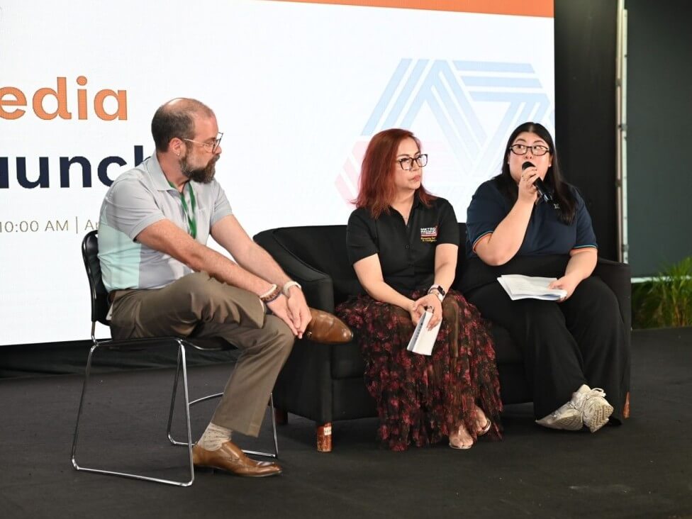 (From left) Shem Jose Garcia, executive director of the Vivant Foundation and chair of the League of Corporate Foundations; Melody M. Del Rosario, president of Metro Pacific Investments Foundation, and Katherine Anne A. Khoo, head of strategy and impact of the Ayala Foundation &nbsp;| Contributed photo