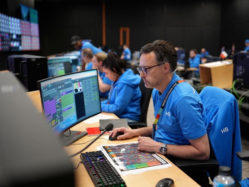 Personnel monitor technology systems at a tournament operations center for the FIFA World Cup 2026&trade;. AI-powered infrastructure will support broadcast and operational functions throughout the tournament. | Contributed photos