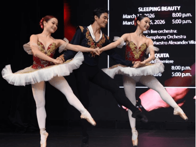 Paquita Pas de Trois featuring Ballet Manila principal dancer Jessica Pearl Dames with company artists Rafael Perez and Nanami Hasegawa. | Contributed photo