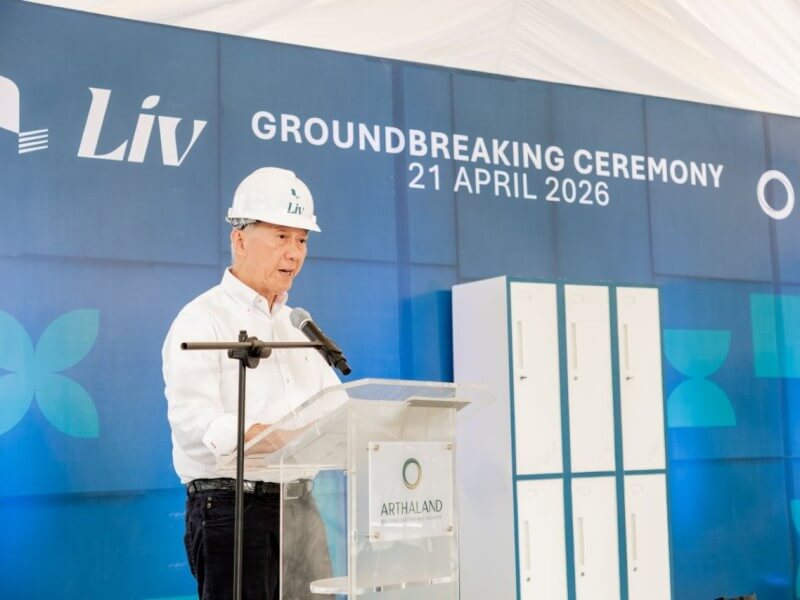 Arthaland vice chair and president Jaime C. Gonzalez discusses the project at LIV&rsquo;s groundbreaking ceremony. | Contributed photo