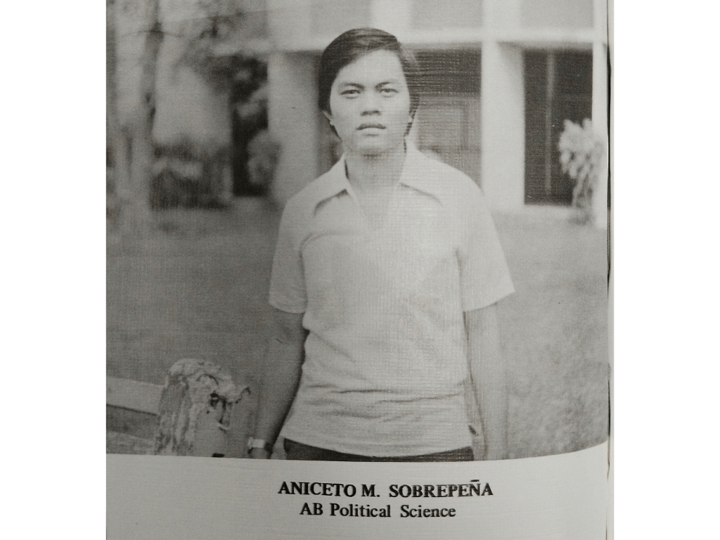 Sobrepe&ntilde;a as a student in university./Ateneo de Manila University Archives