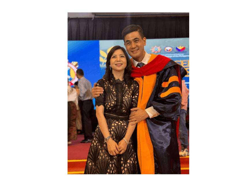 Dax, with his wife Midy, receives his Master in National Security Administration (MNSA) from the National Defense College of the Philippines. | Source Midy Cua