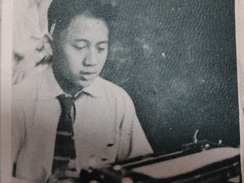 JDV as student journalist, pounding at the typewriter. | Source: Ateneo de Manila University Archives