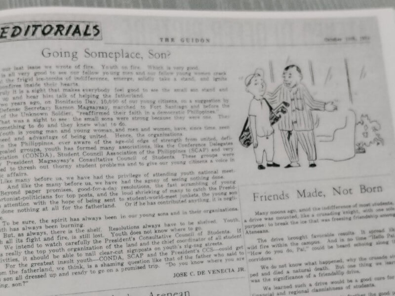 &nbsp;One of the many editorials JDV &nbsp;penned for The Guidon. | Source: Ateneo de Manila University Archives