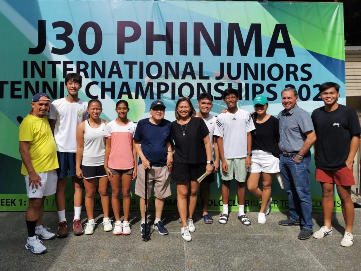 PHINMA chair emeritus Oscar J. Hilado (5th from left) at the opening of the J30 PHINMA International Juniors Tennis Championships 2024. | Photo from the company’s website