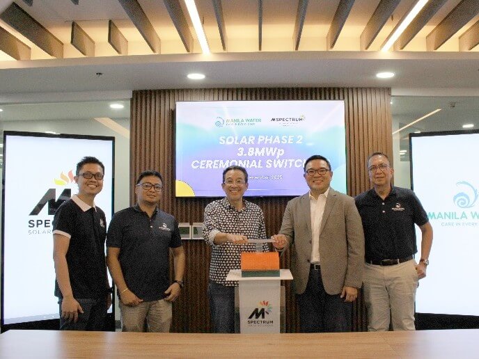 From left: MSpectrum project management head RJ Shaider Gunay, MWC energy director King Versola, MWC president and CEO Jocot de Dios, MSpectrum COO Patrick Panlilio, and MWC East Zone COO Arnold Mortera | Contributed photo