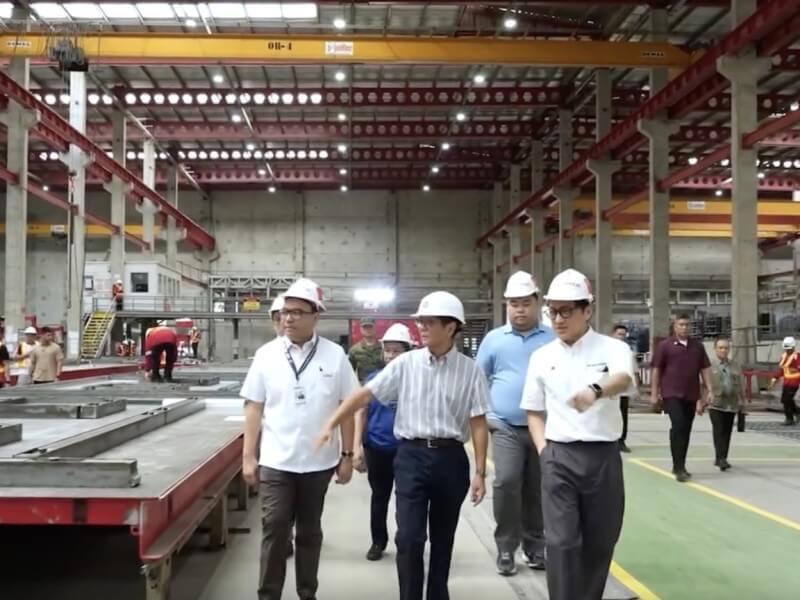President Ferdinand Marcos Jr. tours Megawide&rsquo;s modern pre-cast housing facility in Taytay, Rizal on Feb. 16, 2026./Screenshot of video feed from RTVM&nbsp;