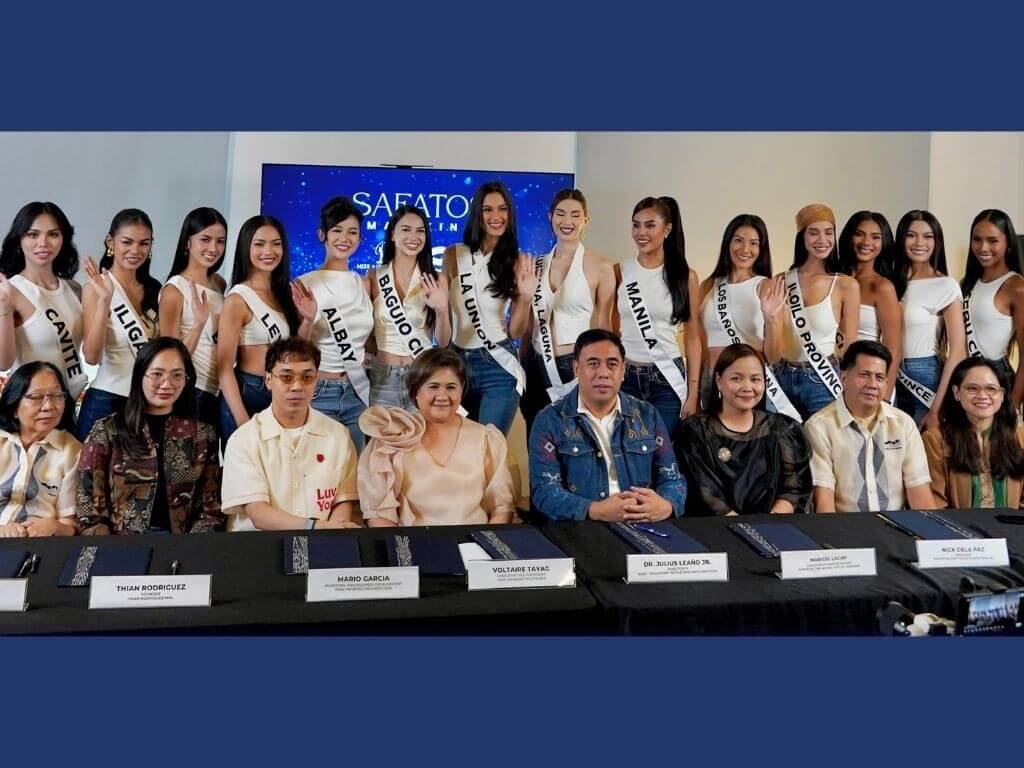 Candidates of Miss Universe Philippines 2026 with the Philippine Footwear Federation Inc. (PFFI) and partner organizations and Dr. Julius L. Lea&ntilde;o Jr., Director IV of DOST-PTRI (fifth from left, seated). &nbsp;| Contributed photo