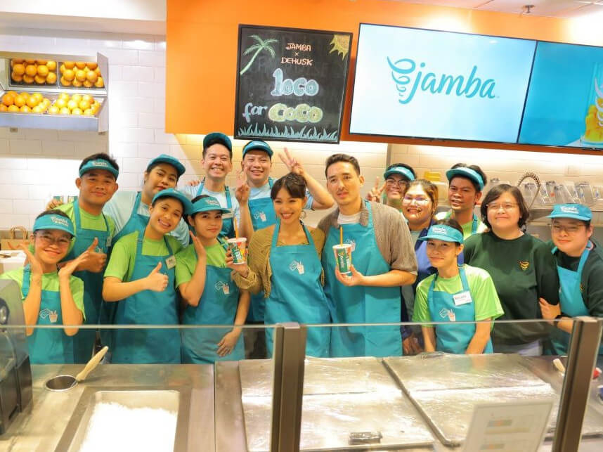 Nadine Lustre with the Jamba Juice team at the launch of their partnership with DeHusk — a prime example of MGI's innovation through community connection./ Contributed photo