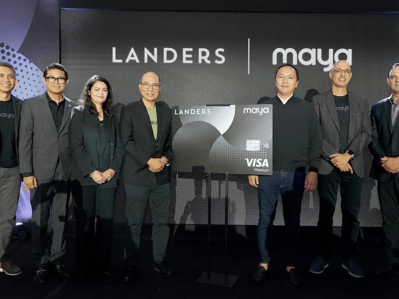 Next-level partnership (L-R): Angelo Madrid, Maya Bank president; Jeffrey Navarro, country manager for Visa Philippines; Mags Surtida, head of credit cards business, Maya Bank; Orlando Vea, Maya CEO and founder; Lowell Yu, Landers Superstore chair; Shailesh Baidwan, Maya Group president and Maya Bank co-founder; Bill Cummings, chief transformation officer, Landers Superstore./Contributed photo