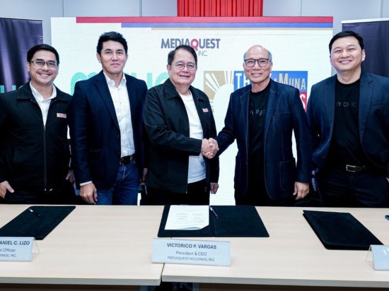 From left: Charles Lejano, MediaQuest corporate affairs and communications head; Christopher Lizo, MediaQuest CFO; Ricky Vargas, MediaQuest president and CEO; Orlando Vea, Maya CEO-founder and Maya Bank co-founder; and Kristoffer Rada, Maya corporate affairs head.| Contributed photo