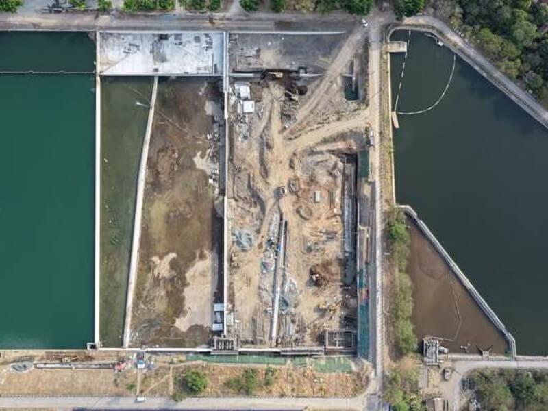 Aerial view of Maynilad&rsquo;s raw water reservoir project at the La Mesa Water Treatment Plant in Quezon City, where one converted lagoon is now partially operational to help support water supply during the dry season. | Contributed photo