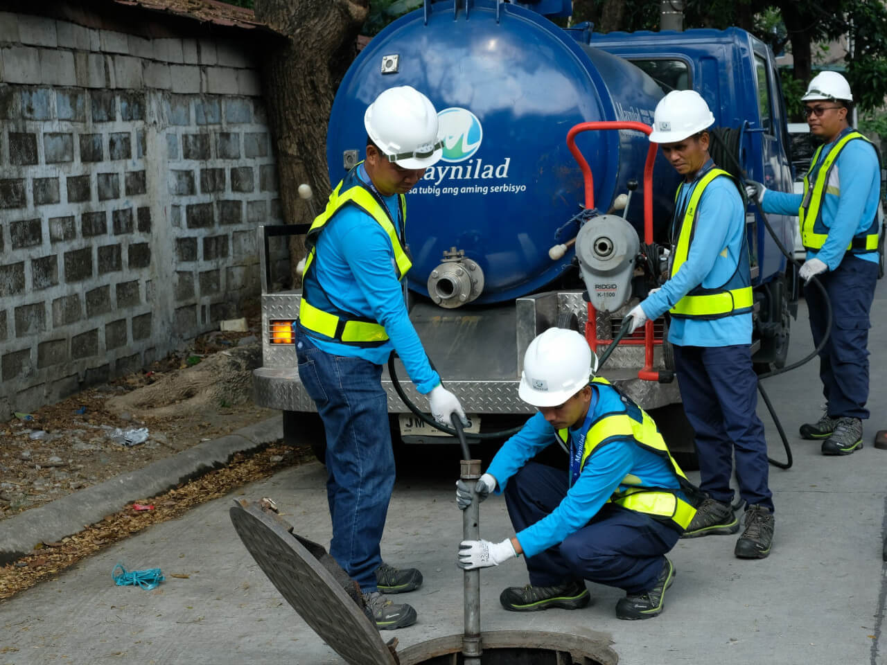 A Maynilad crew cleans sewage lines in the firm's West Concession Zone composed of almost 10 million customers, making it the largest water consession service in the country by number of people served./Contributed photo