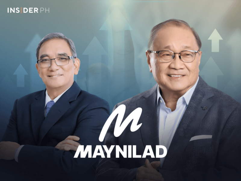 Maynilad president and CEO Ramoncito Fernandez with chair Manuel V. Pangilinan.&nbsp;