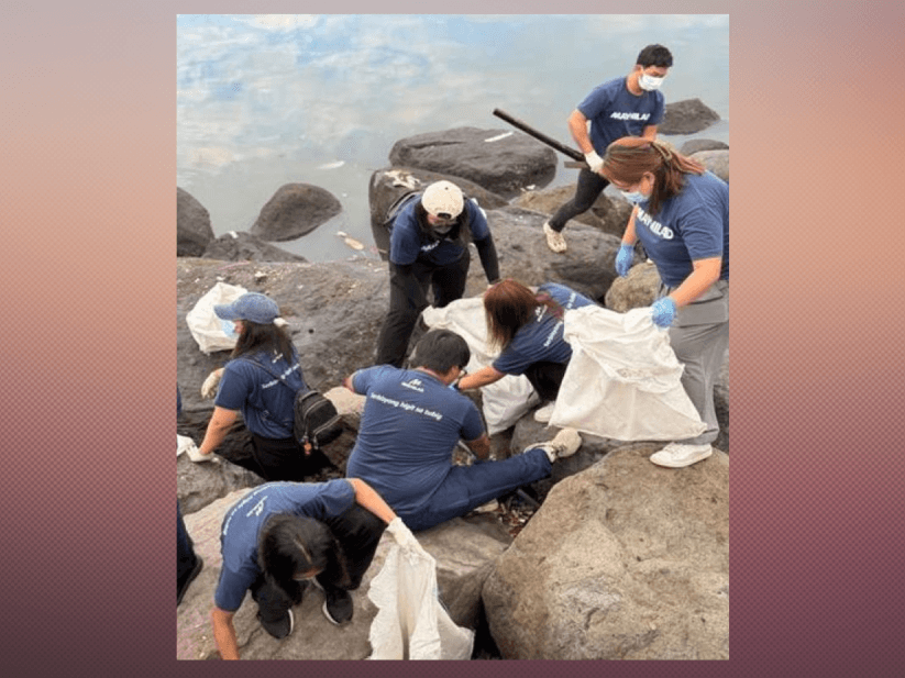 Maynilad employee-volunteers collect litter during a coastal clean-up at SM By the Bay in Pasay City in observance of World Ocean Day 2026. A total of 67 volunteers collected 367 kilograms of waste during the activity.| Contributed photo