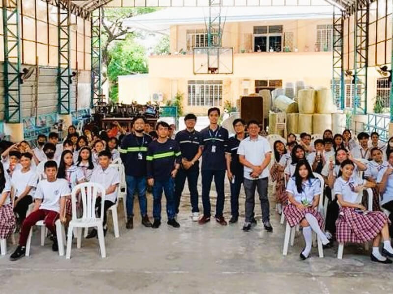 Maynilad’s wastewater management team poses with high school students after a successful wastewater education session at Dr. Josefa Jara Martinez High School in Quezon City./ Photo from Maynilad  