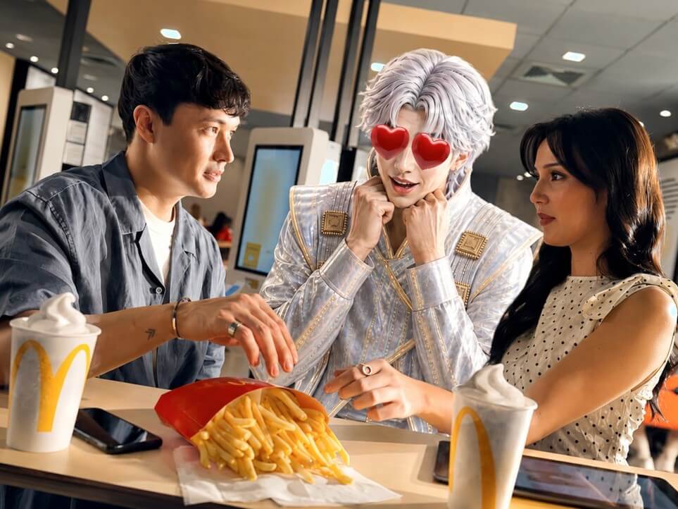 An AI-inspired character joins diners over McDonald's World Famous Fries in a scene from McDonald's Philippines' "AI Wanna Taste It" campaign, which highlights the role of shared human experiences in the age of artificial intelligence. | Contributed photo