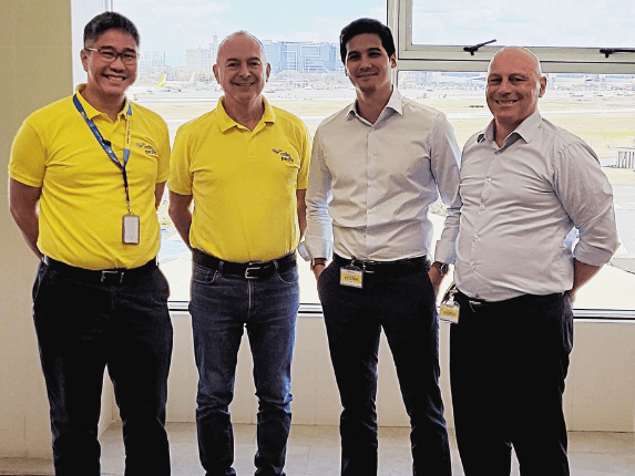 COLLAB FOR A BETTER MCIA. (From left) Cebu Pacific president & chief commercial officer Xander Lao, Cebu Pacific CEO  Michael B. Szücs, Aboitiz InfraCapital VP and head of airports business Rafael Aboitiz, and MCIA CEO Athanasios Titonis at a ceremony on Feb. 19, 2024 marking a partnership to further improve passenger experience at MCIA./Contributed photo