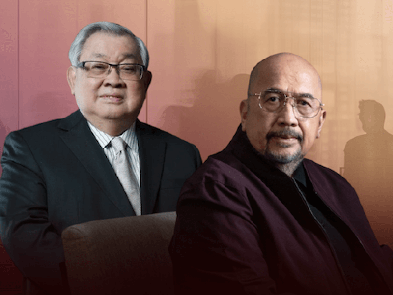 GMA chair Felipe Gozon with Viva founder and chair Vicente Del Rosario Jr.