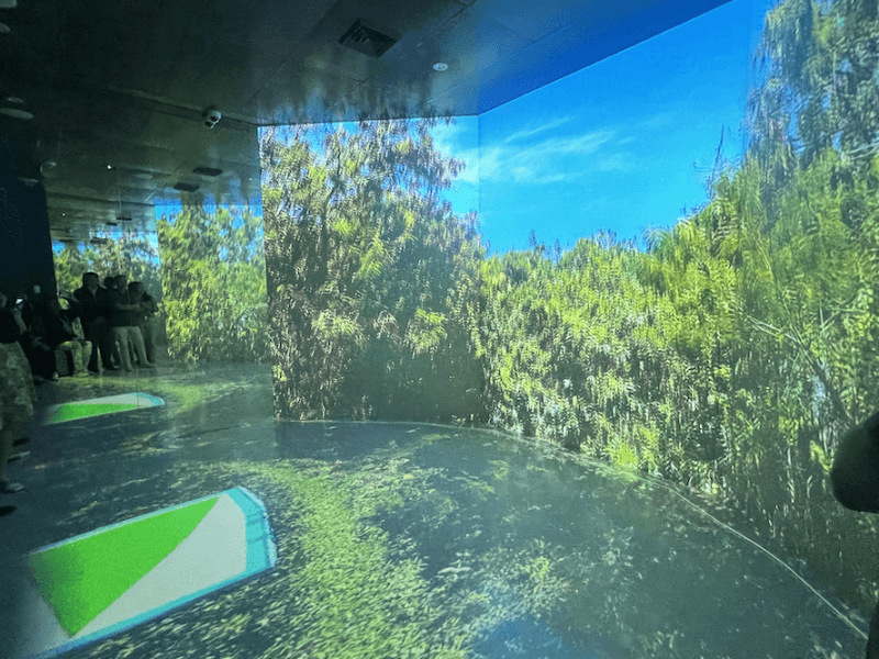 The standout feature are its three immersive rooms, equipped with surround-sound systems and advanced overhead projectors, delivering floor-to-ceiling visuals of Megaworld’s premier projects and landscapes.- Photo by Miguel R. Camus 