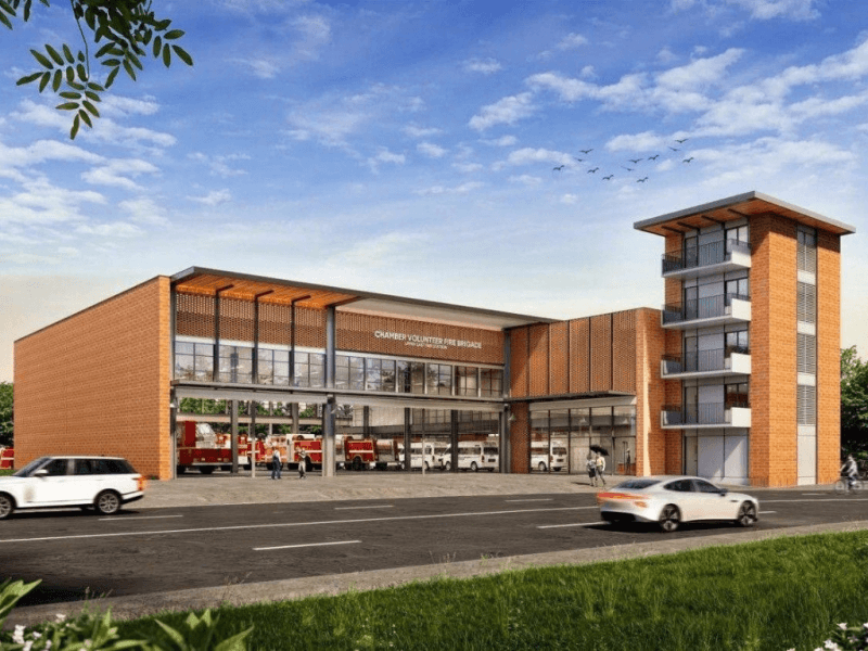 Artist's render of the fire station that is being built in Megaworld's The Upper East Township in Bacolod. | Contributed photo