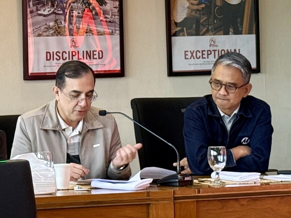 Meralco spokesperson Joe Zaldarriaga and networks head Froilan Savet brief the media on Friday about the investments made by the power utility to boost service resiliency and reliability for its over 8 million customers./Photo by Daxim L. Lucas