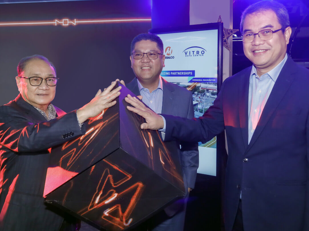 (From L): Meralco chair and CEO Manuel V. Pangilinan, ePLDT and VITRO Inc. president and CEO Victor S. Genuino, and Meralco EVP and COO  Ronnie L. Aperocho at the ceremonial inauguration of the switching station in Pasig City./Contributed photo