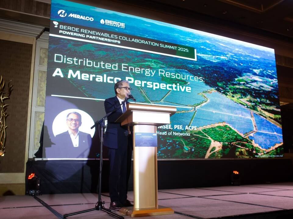 Meralco first vice president and head of networks Froilan J. Savet ​at the Berde Renewables Collaboration Summit 2025./ Photo from Meralco