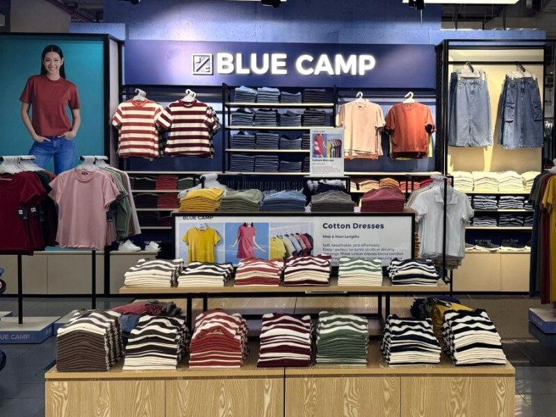Blue Camp apparel on display at Metro Department Store at Market! Market!, showcasing the brand’s refreshed look and everyday style. | Contributed photo
