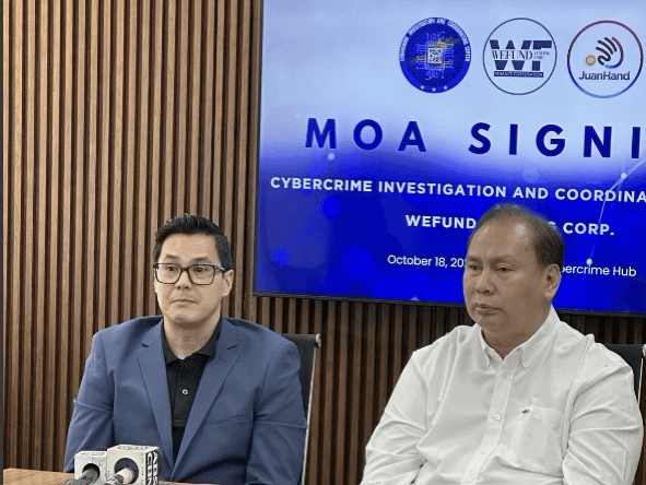 CICC executive director Alexander Ramos (right) and Wefund Lending Corp. president and CEO Francisco Roberto “Coco” D.C. Mauricio signed a memorandum of agreement to cooperate for the effective prevention, detection, investigation and prosecution of any cybercrime which concerns online lending businesses./Contributed photo