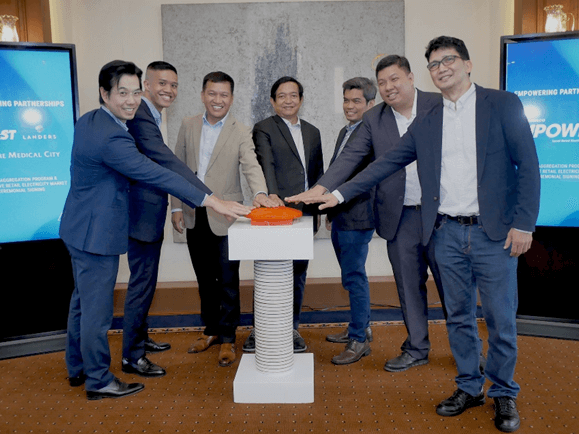 CVC Capital Partners senior managing director Brice Cu, CVC Capital Partners sustainability operations specialist Marc Duque, MPower head Redel M. Domingo, TMC-Ortigas EVP and CEO Dr. Ruben Kasala, Fast Logistics CEO Manuel Onrejas Jr., Landers CFO Noel Utanes, and MPower retail sales head Eddie John V. Adug./ Contributed photo