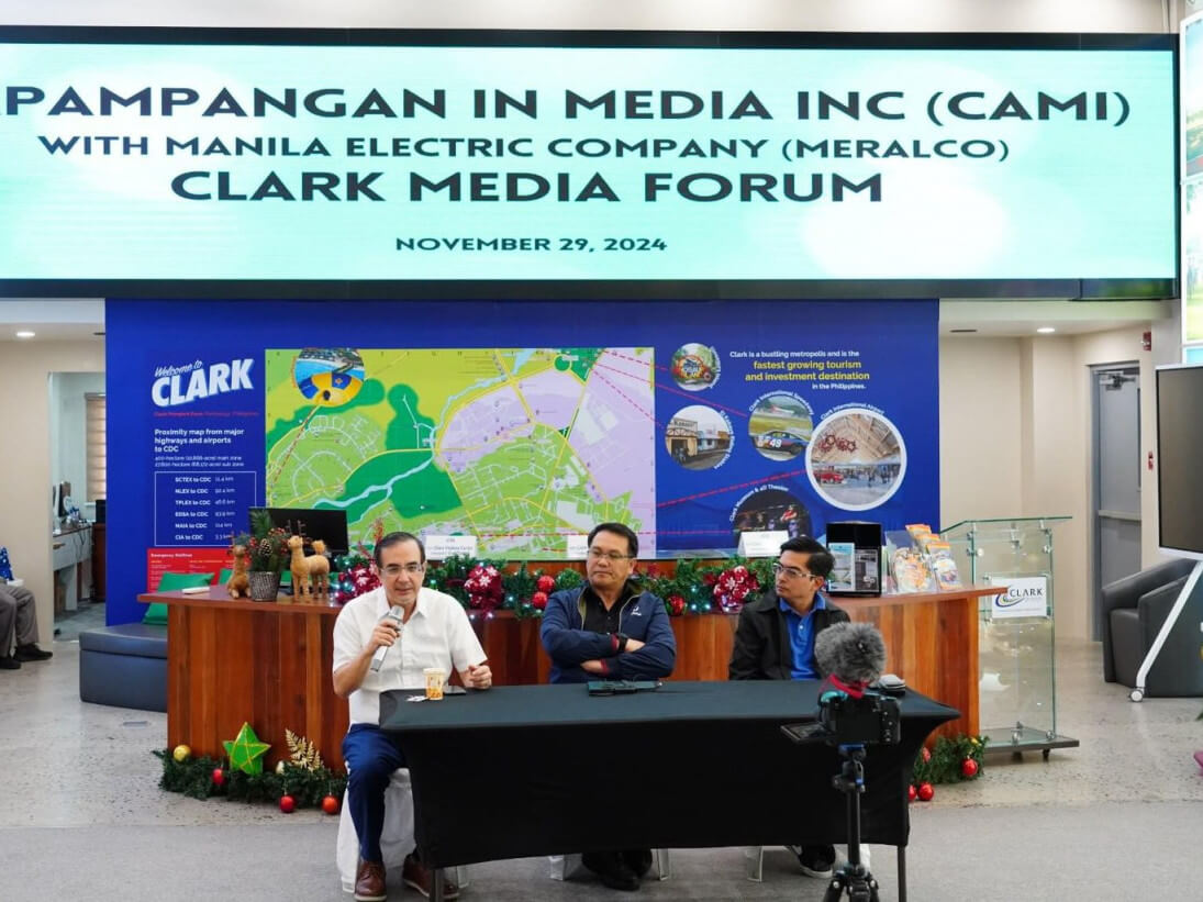 Meralco vice president Joe Zaldarriaga, senior vice president Arnel Casanova, and PELCO II chief management advisor Joe-Mel Zaporteza highlight efforts to enhance service reliability ​to customers./Photo from Meralco. 