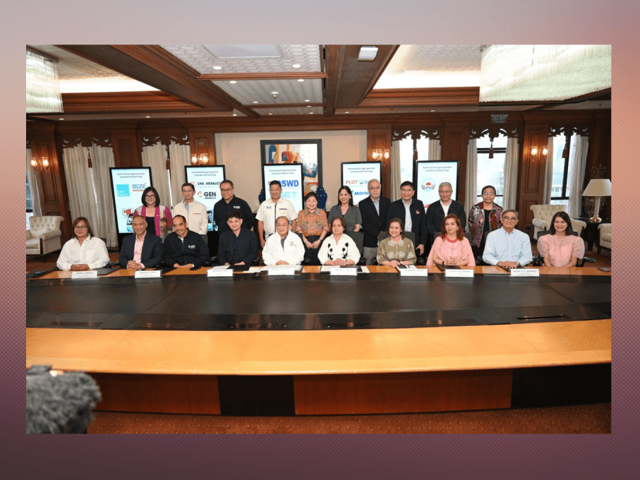 &nbsp;MVP Group chair Manuel V. Pangilinan (seated, 5th from left) with Pampanga Governor Lilia Pineda (seated, 6th from left), and (seated, from left) Department of Social Welfare and Development Regional Director Venus Rebuldela; One Meralco Foundation (OMF) president Jeffrey O. Tarayao; Meralco PowerGen (MGen) president Emmanuel Rubio; GET Philippines president Freddie Tinga; PLDT-Smart Foundation (PSF) president Ma. Esther O. Santos; Metro Pacific Investments Foundation (MPIF) president Melody del Rosario; Maynilad president Ramoncito S. Fernandez; and Maynilad vice president for corporate affairs and communications Anette de Ocampo. | ​Contributed photo