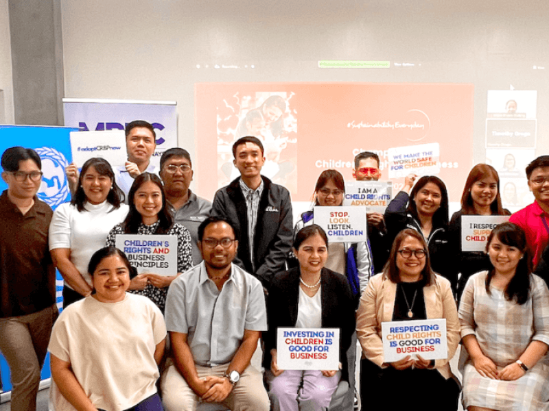 Second from left: PLDT-Smart Sustainability Executive Rhea Dienzo, UNICEF Program Officer for Child Rights and Business Ernesto "Nonoy" Casiple, PLDT-Smart Chief Sustainability Officer Melissa V. Vergel de Dios, MPTC Chief Corporate Governance and Risk Officer, and Head of Sustainability Atty. Cynthia "Dacky" Casi&ntilde;o, and Ateneo Human Rights Center Child Rights Desk Director, Ms. Claire Laison.