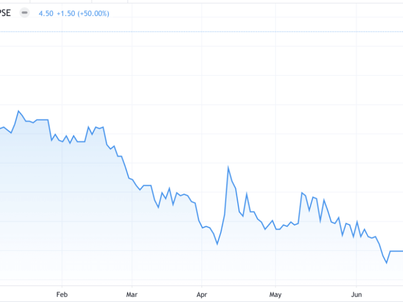 PXP shares went vertical on Wednesday amid speculation that exploration for energy resources in offshore Palawan can move foward. (Chart from the PSE)&nbsp;