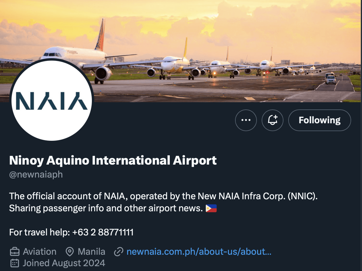 The X (formerly Twitter) account page of the new NAIA management.