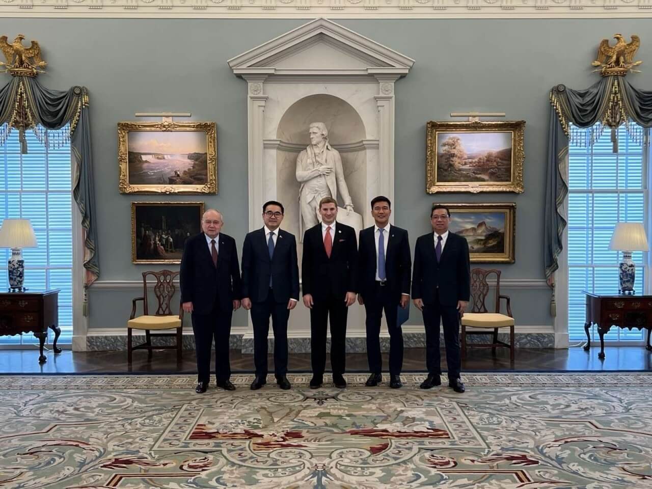 From left to right: Philippine Ambassador to the United States Jose Manuel G. Romualdez, Finance Secretary Frederick D. Go, US Undersecretary of State for Economic Affairs Jacob Helberg, Bases Conversion and Development Authority President and CEO Joshua M. Bingcang, and Trade and Industry Undersecretary Ceferino S. Rodolfo. | Photo from the Department of Finance