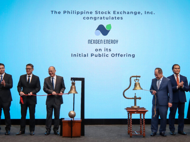 XG Directors Richmond S. Lim, Ysmael T. Javellana, and Mark C. Cañete, Pure Energy Holding Corp. Chairman and CEO Dexter Y. Tiu, XG President Eric Peter Y. Roxas, PSE President and CEO Ramon S. Monzon, PSE COO Atty. Roel A. Refran, PSE Corporate Secretary Atty. Aissa V. Encarnacion, PSE General Counsel Atty. Veronica V. del Rosario, and PSE Capital Markets Development Division Head Mark Frederick V. Visda. (Photo from the PSE) 