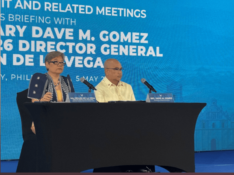Director General Helen de la Vega of the ASEAN 2026 National Organizing Committee (NOC) &nbsp;and Secretary Dave Gomez of the President Communications &nbsp;answer questions during the media briefing on the ASEAN Summit at the International Media Center located in the Mactan World Museum inside Mactan Newtown in Lapu-Lapu City. | Photo by Connie Fernandez-Brojan
