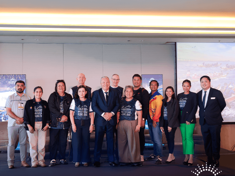 NUSTAR executives together with representatives from the Cebu City Government, Department of Tourism Region VII (DOT VII), Philippine Sports Commission (PSC), Philippine Dragon Boat Federation (PDBF), and Philippine Accessible Disability Services (PADS) during the NUSTAR Dragon Boat Regatta 2026 press conference held on July 29, 2026, at the NUSTAR Ballroom./Photo from NUSTAR