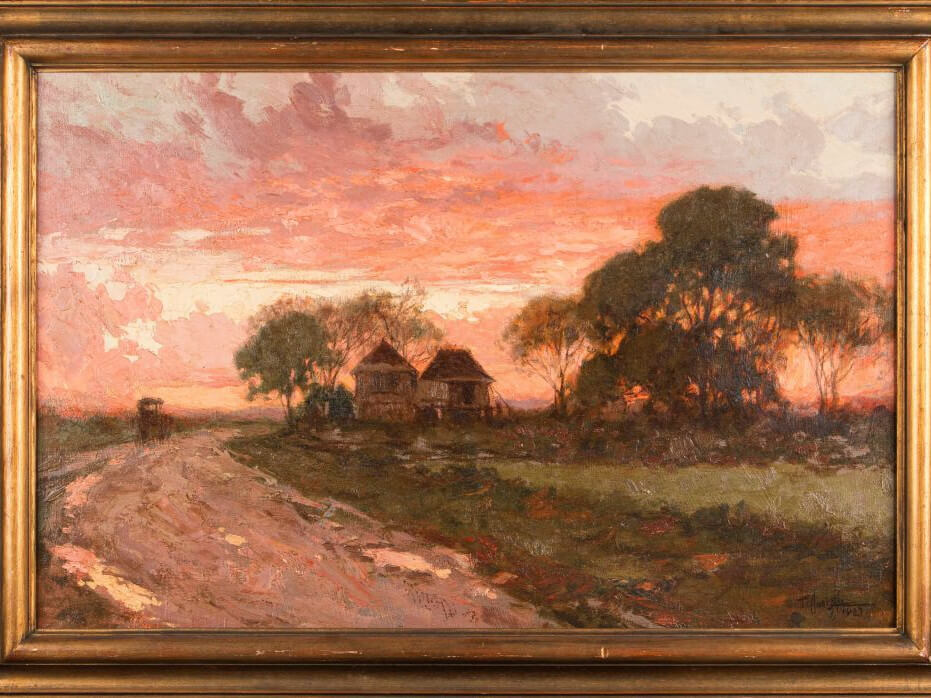 “Sunset” by Fernando Amorsolo from Del Monte Corp. collection/ Photo from Ayala Corp.