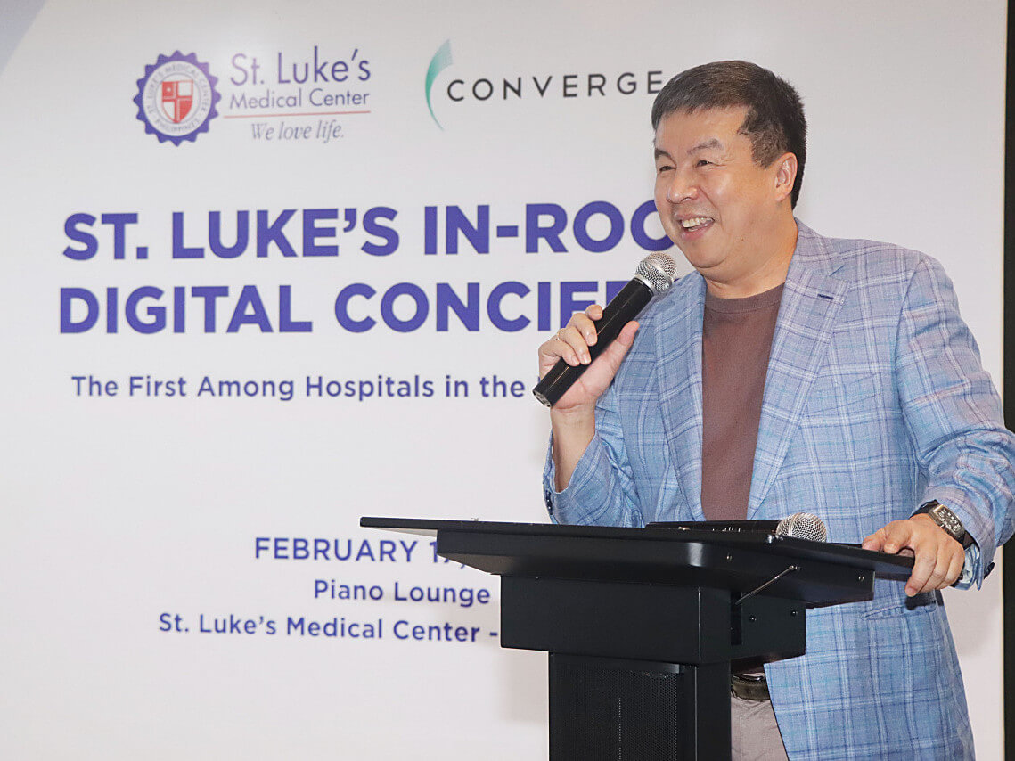 Converge ICT CEO and co-founder Dennis Anthony Uy said his company installed new fiberoptic lines for ther patients' rooms at St. Luke's BGC, and will soon expand this to doctors' offices and other faciltities of the healthcare institution./Contributed Photo