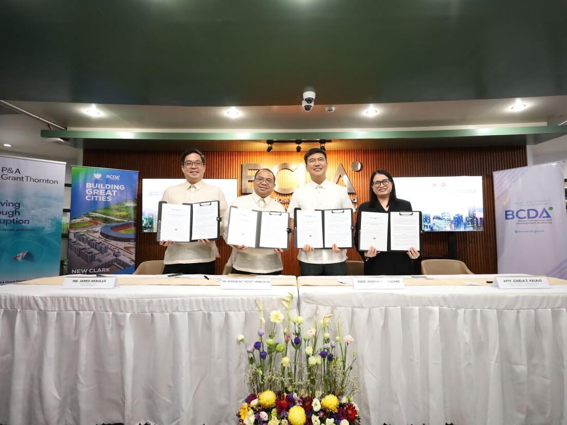 P&A Grant Thornton and the Bases Conversion and Development Authority (BCDA) sign a memorandum of understanding at the BCDA Corporate Center in Taguig on July 26, 2026. From left are P&A Grant Thornton partner for audit and assurance and ecozone industry lead James Araullo, chairman and managing partner Romualdo &ldquo;Boyet&rdquo; V. Murcia III, BCDA President and CEO Joshua M. Bingcang, and Executive Vice President and Chief Operating Officer Gisela Kalalo. | Contributed photo
