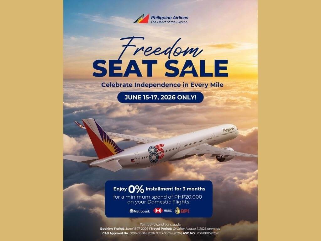 From June 15 to 17, 2026, Philippine Airlines is offering up to 50 percent off domestic and up to 40 percent off international round‑trip Economy base fares from the Philippines, for travel starting August 2026. With seats at these discounted rates expected to sell quickly, travelers are advised to book early before sale fares are gone. | Contributed photo