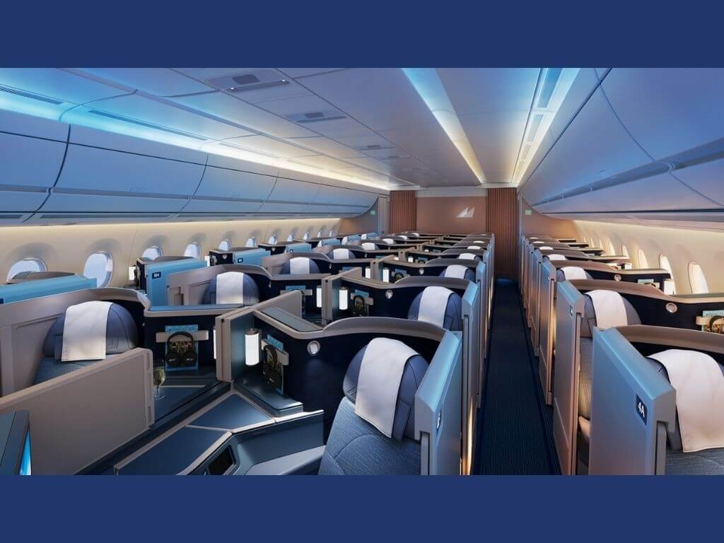 Configured with 42 full-flat Business Class seats, 24 Premium Economy seats, and 316 Economy seats, the A350-1000 offers passengers a taste of PAL&rsquo;s long-haul cabin with quieter cabins, larger overhead bins, mood lighting, and the latest inflight entertainment system with 4K screens. | Contributed&nbsp; photo
