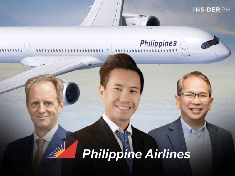 Philippine Airlines president Richard Nuttall, PAL Holdings president Lucio Tan III with Philippine Airlines COO Carlos Luis Fernandez.&nbsp;