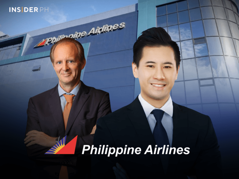 PAL president Richard Nuttall with PAL Holdings president Lucio Tan III.&nbsp;